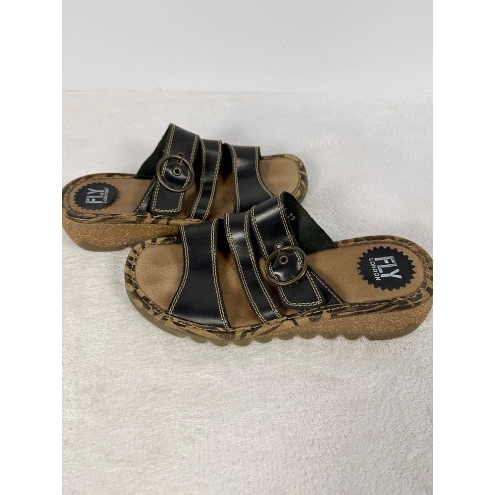 Fly London Leather Slide Sandals Buckle Strap Portugal Women EU 39 - Picture 8 of 8